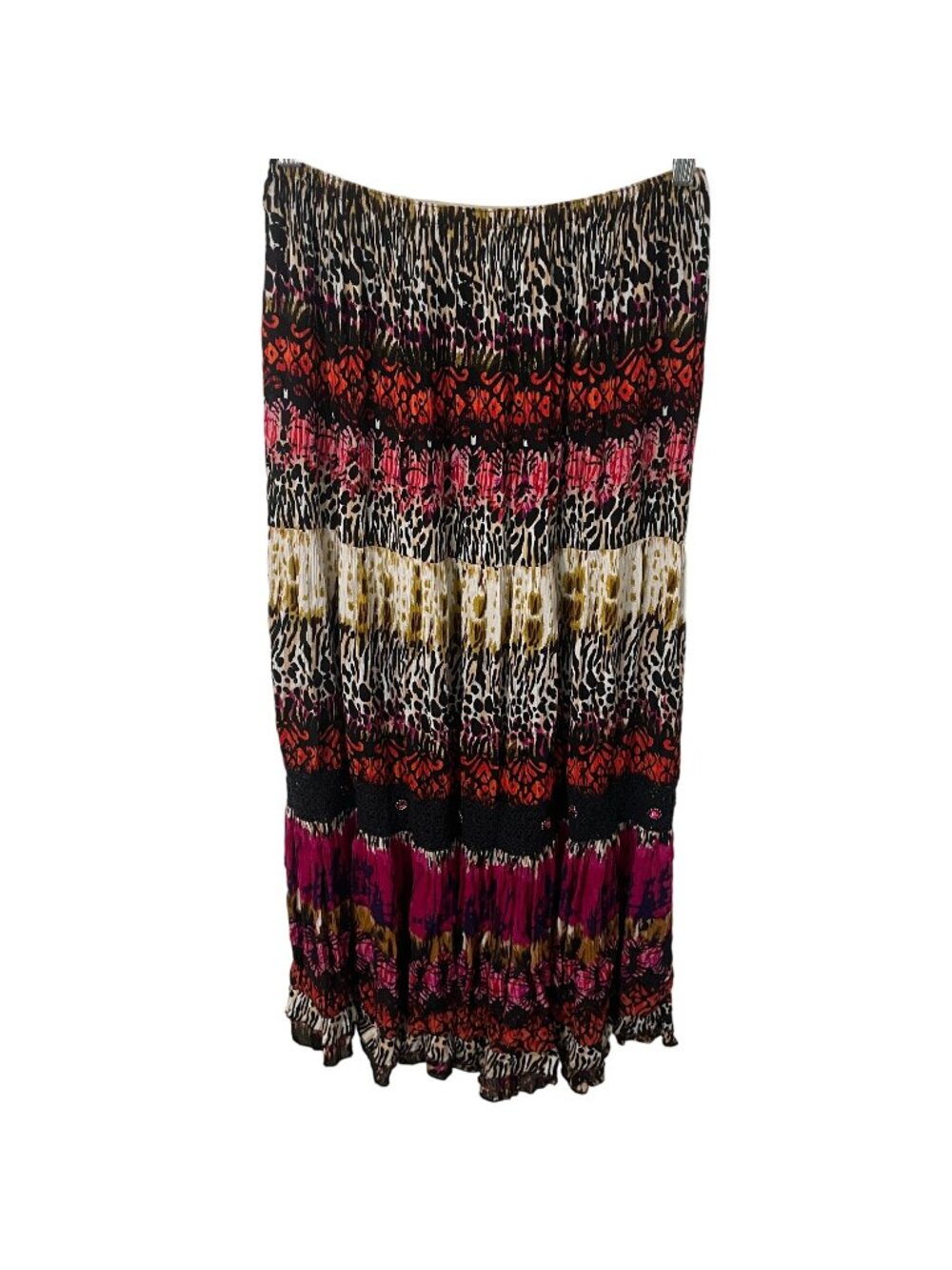 Forbidden Los Angeles Tiered Maxi Skirt Women S  Crinkle Festival Boho Rayon Cro